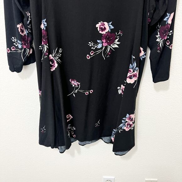 [Torrid] Black Floral Print Challis Trapeze Mini Dress V-Neck A-Line Size 4X - Picture 8 of 10